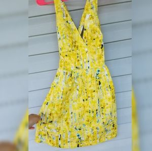 Yellow, size 4, cross back halter dress